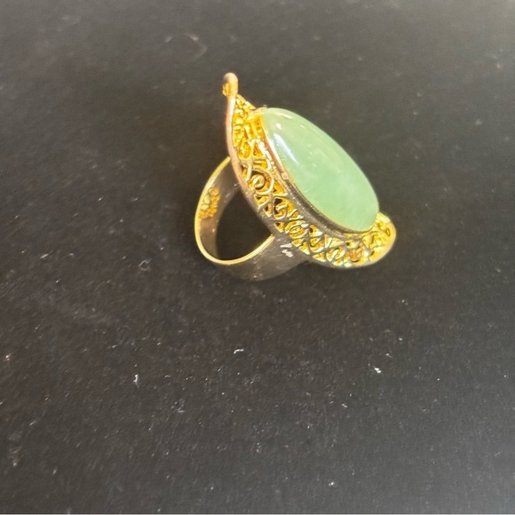 Jade gold over 925 large ring size 6.75 - Picture 10 of 12